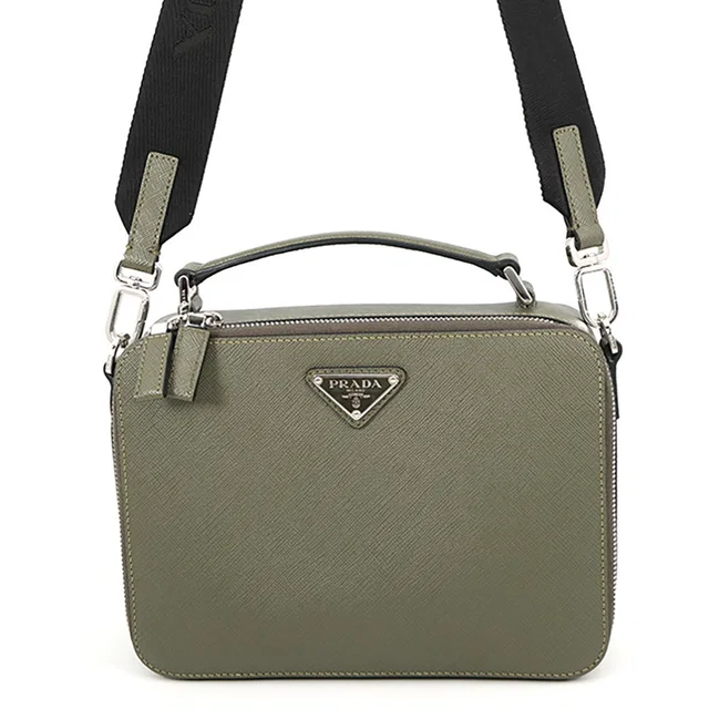 Prada Brique 2WAYBag Khaki2VH069 Saffiano LeatherLeather in Saffiano leather from GALLERY RARE
