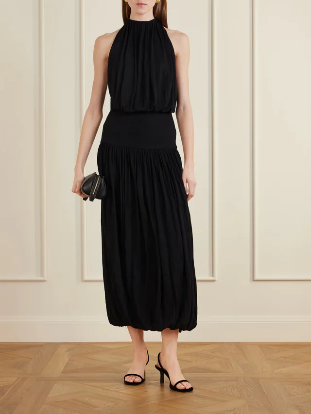 TOTEME Gathered jersey midi dress in Black, photo 2 of 2 from NET-A-PORTER (Canada)