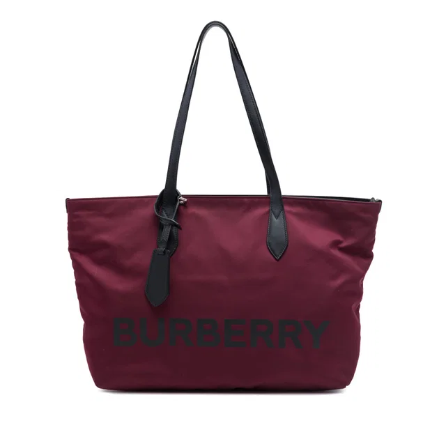 Red Burberry Eco Nylon Logo Tote in Red Nylon from Designer Revival