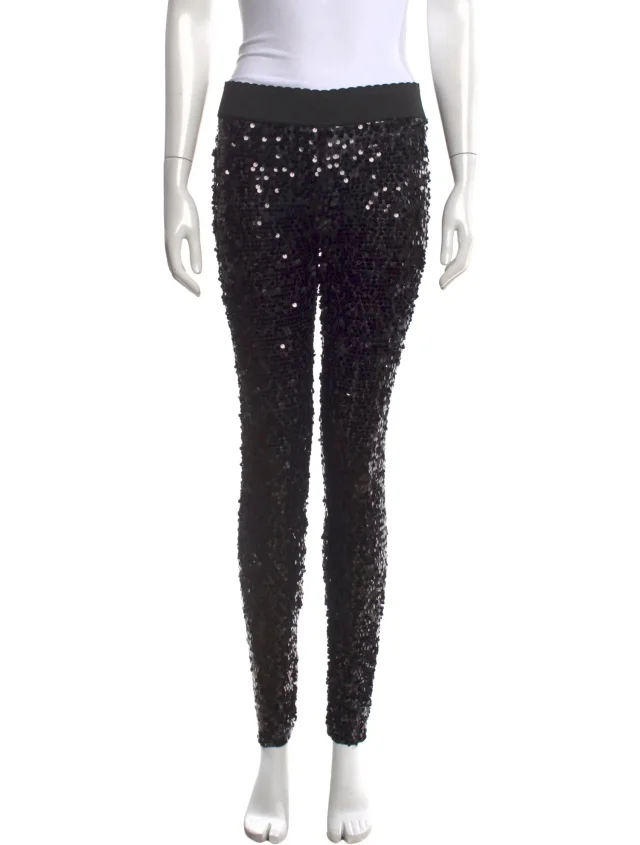 Dolce & Gabbana Patterned Skinny Leg Pants in black from The RealReal