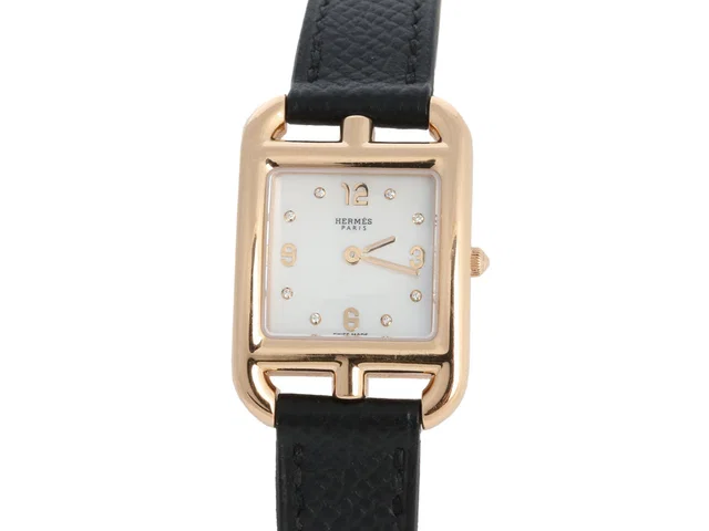 Hermès 18K Rose Gold Cape Cod Watch 31mm in Pink Epsom leather from Ann's Fabulous Finds
