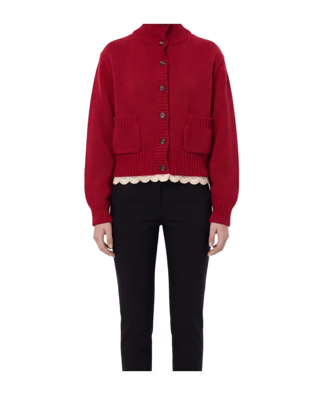 Magda Butrym Cinched Lace Trim Cardigan, photo 2 of 4 from SENSER