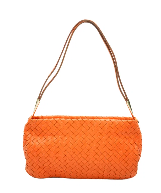 Bottega Veneta INTRECCIATO Shoulder Bag Leather Outlet Orange Auth 67184 in Orange Woven leather from Luxury Promise
