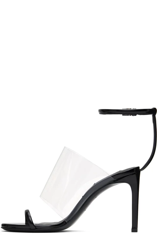 ALAÏA Black Asymmetric Heeled Sandals, photo 3 of 4 from SSENSE