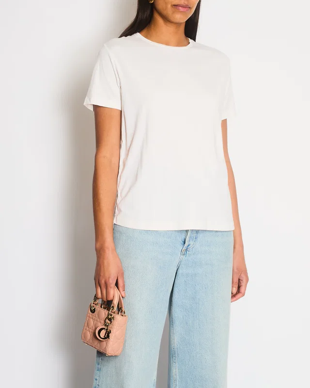 Loro Piana White Plain T-Shirt Size XS (UK 6) in White Silk from Sellier