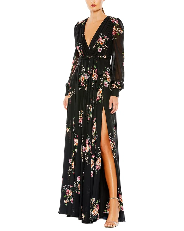 Mac Duggal Floral Print Illusion Gown, image 1 of 1 from Rue La La