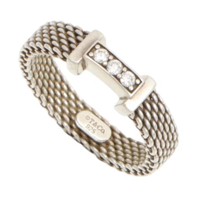 Tiffany & Co. SV925 Diamond Somerset Ring #47 Silver in Silver from VINTAGE QOO TOKYO