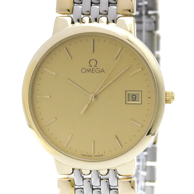 Omega De Ville Gold Plated Steel Quartz Mens Watch 396.1012 Polished in Gold from Elady