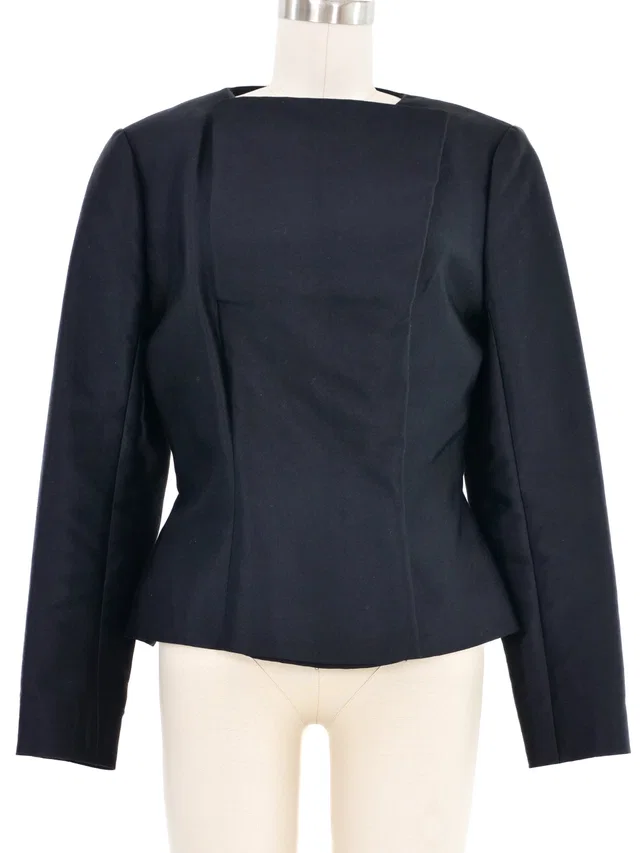 1990s Givenchy Black Tailored Jacket in Black Silk from Arcade Vintage