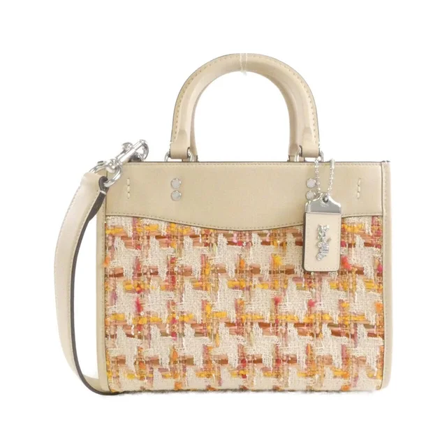 Coach CP155 bag in BEIGE+MULTI / SILVER metal fittings tweed from KOMEHYO