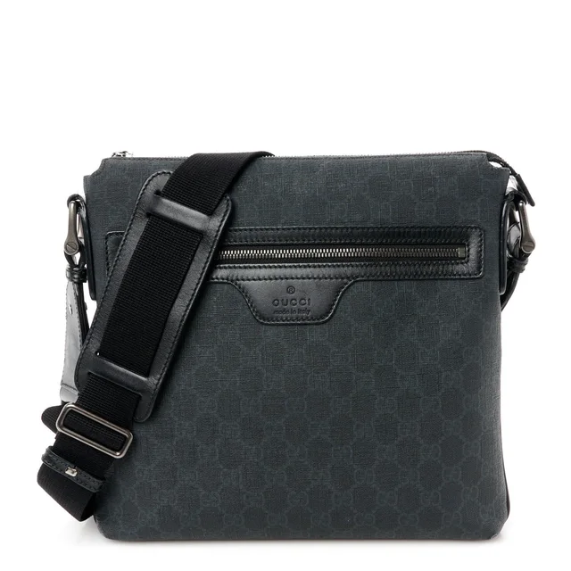 Gucci GG Supreme Monogram Crossbody Messenger Coated Canvas Bag - Black in Black Coated canvas from H&T
