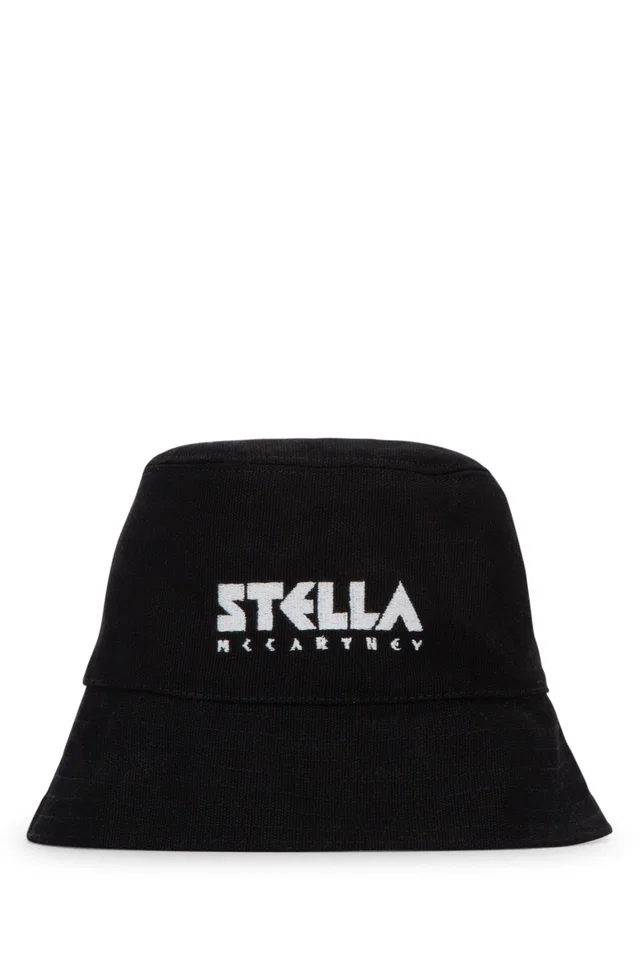 Stella McCartney Logo-Embroidered Bucket Hat — Black Cotton Blend in Black from HEWI