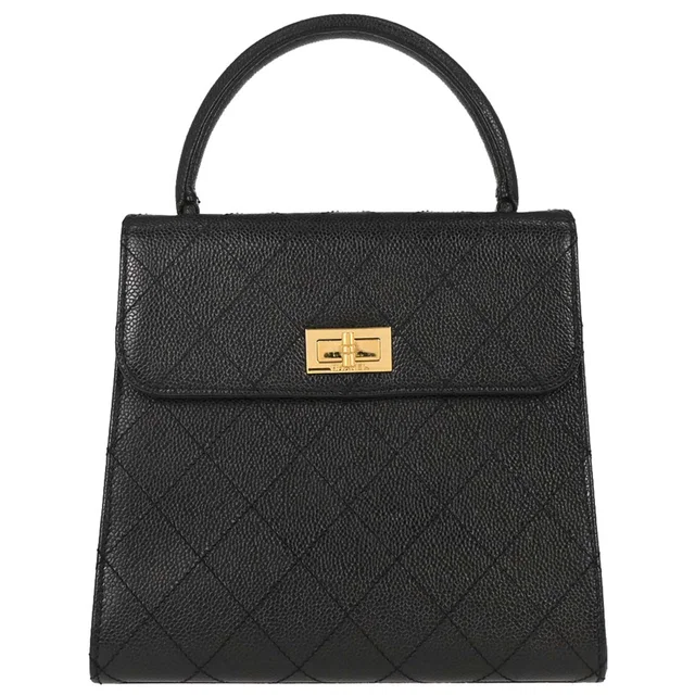 Chanel 1997-1999 Black Caviar Skin Mademoiselle Lock Handbag in Black Caviar leather from AMORE Vintage Tokyo