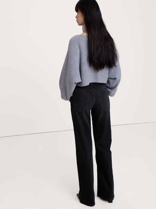 Banana Republic High-Rise Relaxed Flare Jean in Black Wash, photo 2 of 4 from Banana Republic (US)