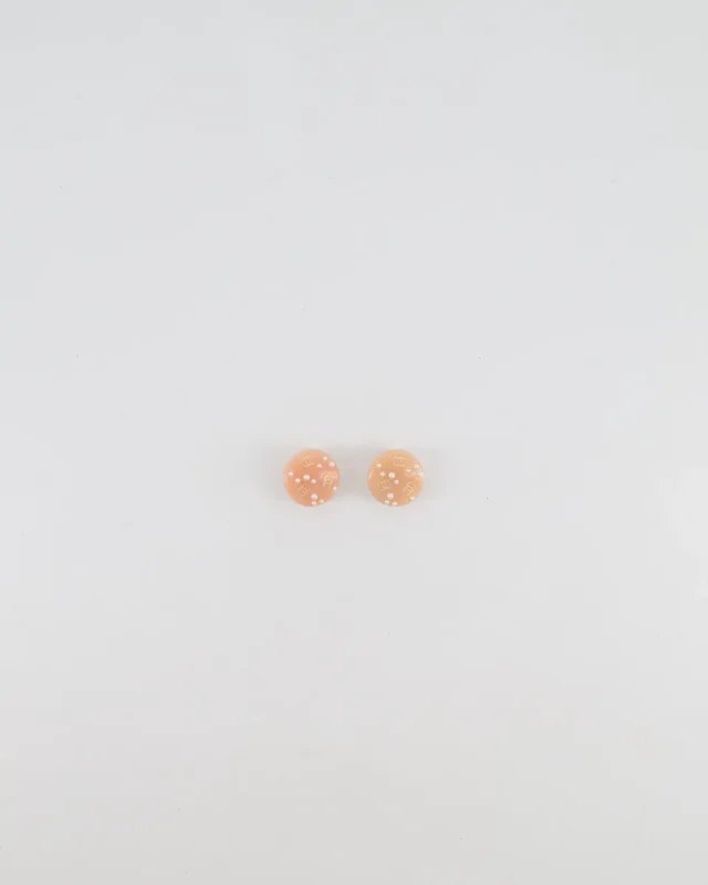 Chanel Vintage Blush Pink Round Clip On Earrings with Pearl Embellishments and CC Logo Details in Pink from Sellier, photo 4 of 7