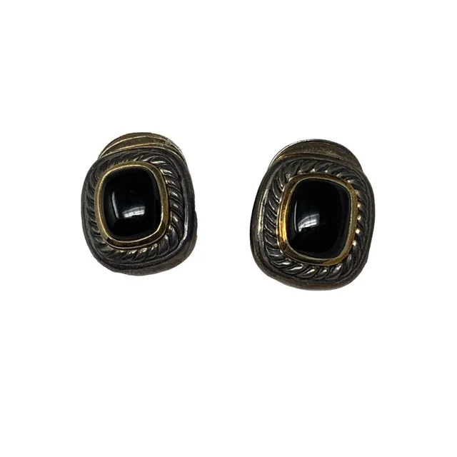 David Yurman Cable Omega Black Onyx Earrings In Sterling Silver And Yellow Gold in silver|black|gray from Poshmark