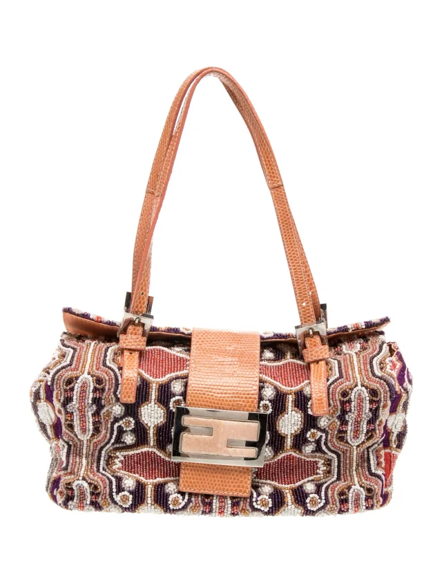 Fendi Zucca FF Baguette in orange Lizard from The RealReal