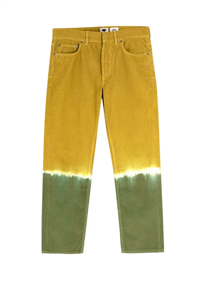 Dior Green and Yellow Tie Dye Corduroy Trousers in Green from HEWI