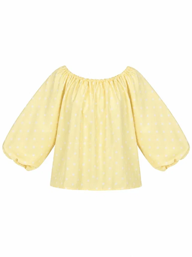 Top Tiffany Polkadots Yellow White in White Silk from Luxury Promise