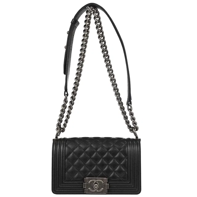 Boy Chanel 2019 Black Caviar Skin Small Chain Shoulder Bag in Black Caviar leather from AMORE Vintage Tokyo