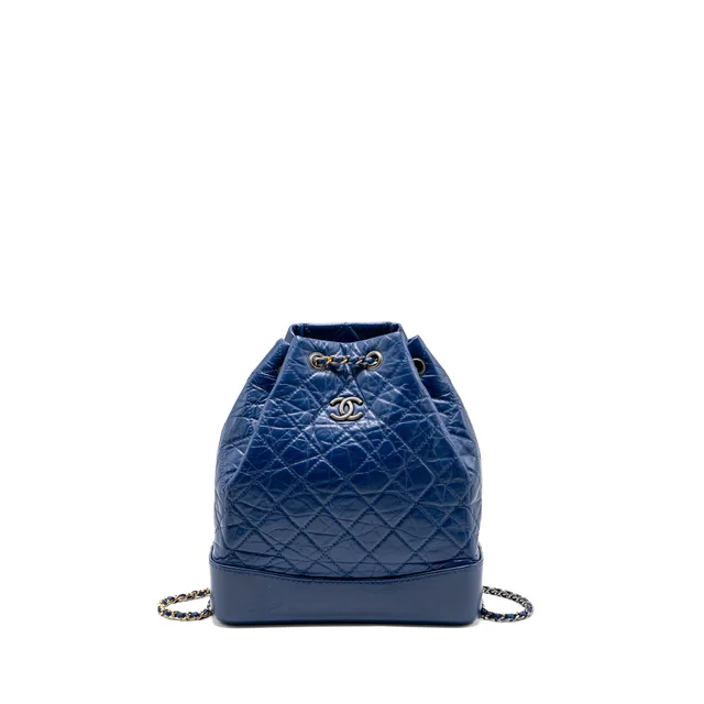 Chanel Gabrielle Backpack Aged Calfskin Blue Multicolour Hardware in Blue Calfskin from EMIER