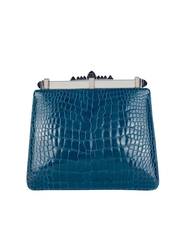 Judith Leiber Vintage Cerulean Alligator and Lapis Lazuli Convertible Bag from Amarcord Vintage Fashion