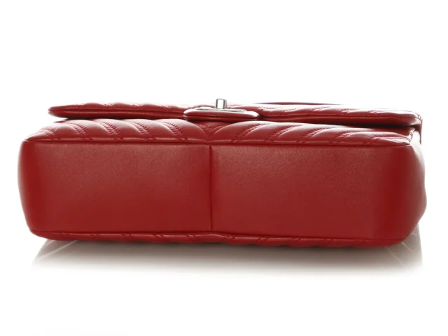 Chanel Jumbo Red Chevron-Quilted Lambskin Classic Single Flap in Red Lambskin from Ann's Fabulous Finds, photo 6 of 9