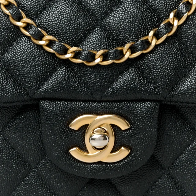 Chanel Caviar Quilted Mini Top Handle Rectangular Flap Black in Black Caviar leather from FASHIONPHILE, photo 9 of 12