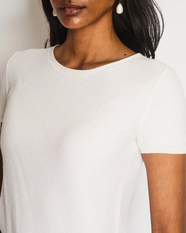 Loro Piana White Round Neck Short Sleeve T-Shirt Size IT 38 (UK 6) in White Silk from Sellier, photo 2 of 2