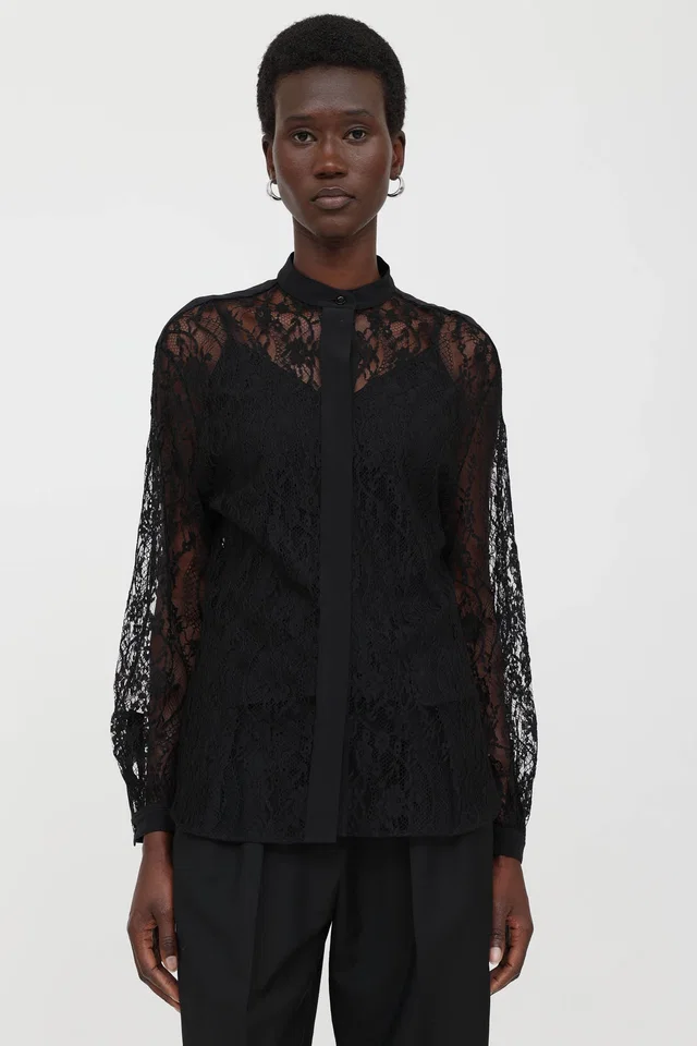 Givenchy Lace Button Up Top in Silk from VSP Consignment