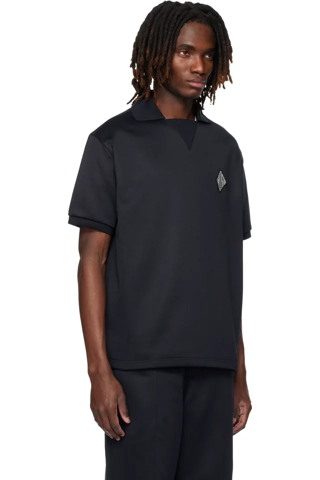 Lacoste Black Loose Fit Badge Accent Fleece Polo, photo 2 of 2 from SSENSE