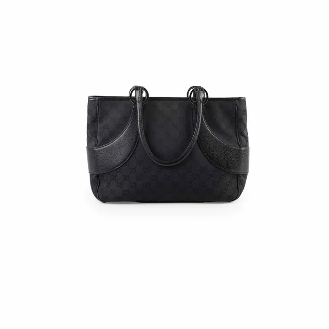 Gucci Monogram Shoulder Tote Bag Black in Black Canvas from The Purse Affair