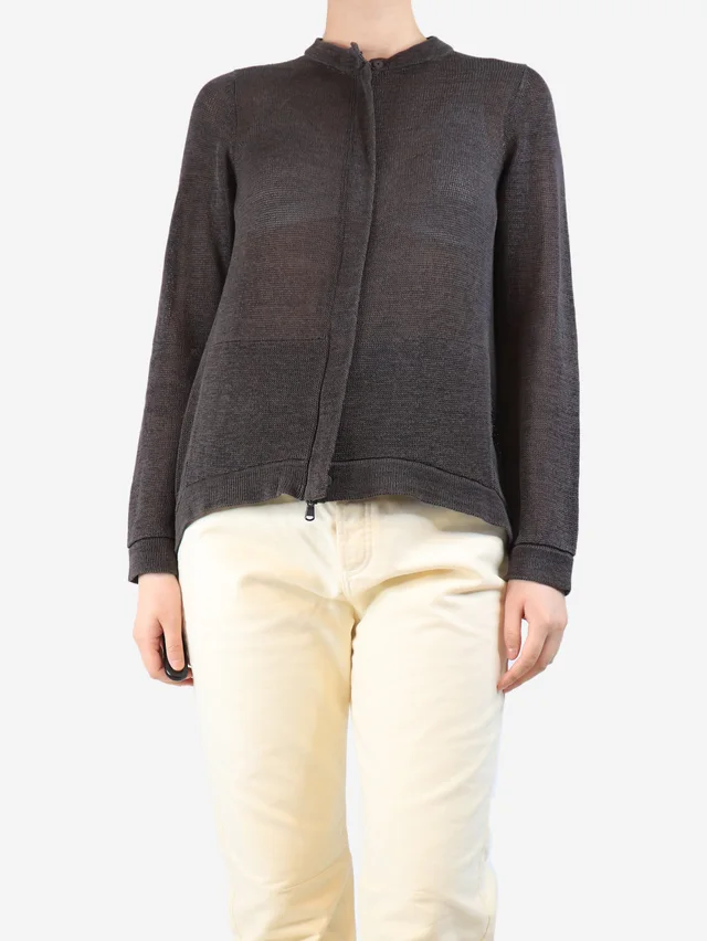 Brunello Cucinelli Brown zip cardigan - size M in Brown from Sign of the Times