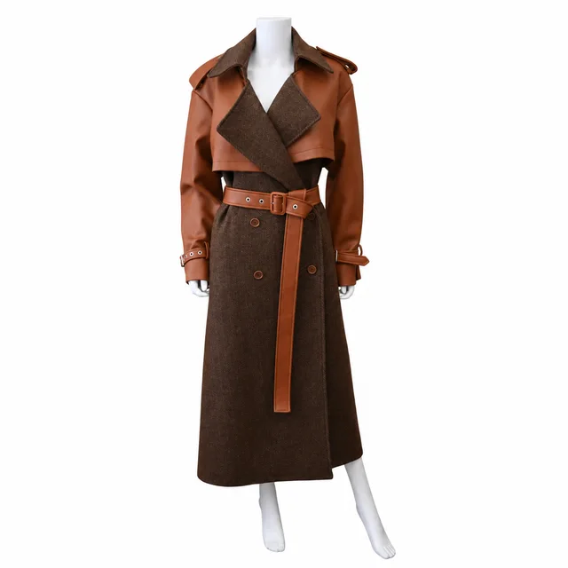 SIMKHAI Doni Herringbone Faux Leather Trench Coat in Leather from Clotheshorse Anonymous