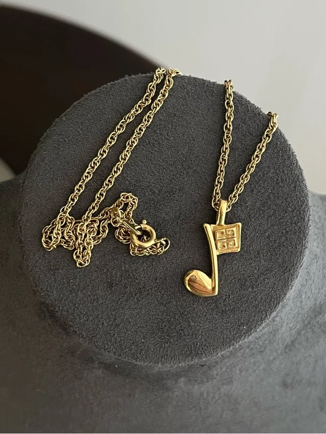 Givenchy Vintage Music Note Classic Logo Monogram Gold Chain Necklace in gold from Poshmark