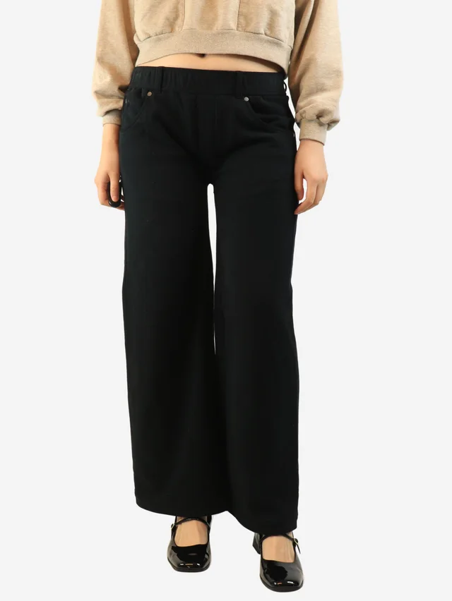 Brunello Cucinelli Black cotton wide-leg pants - size S in Black from Sign of the Times