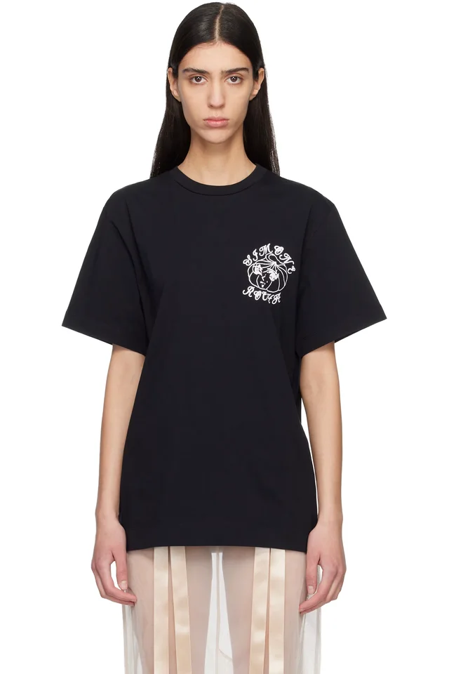 Simone Rocha Black Dim Sum Logo Print T-shirt, image 1 of 1 from SSENSE