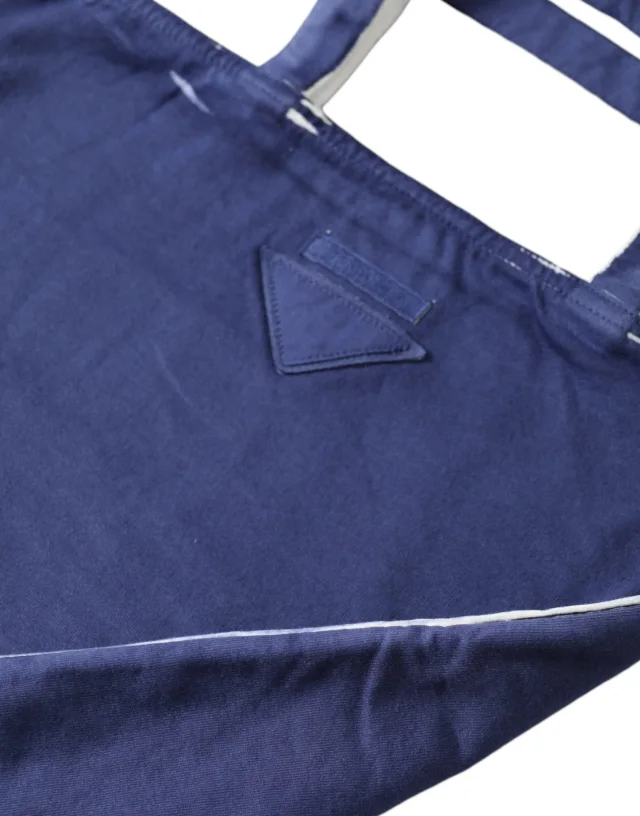 Prada Blue Jersey Fabric Logo Shoulder Shopping Tote Shopping Bag in Blue from HEWI, photo 3 of 5