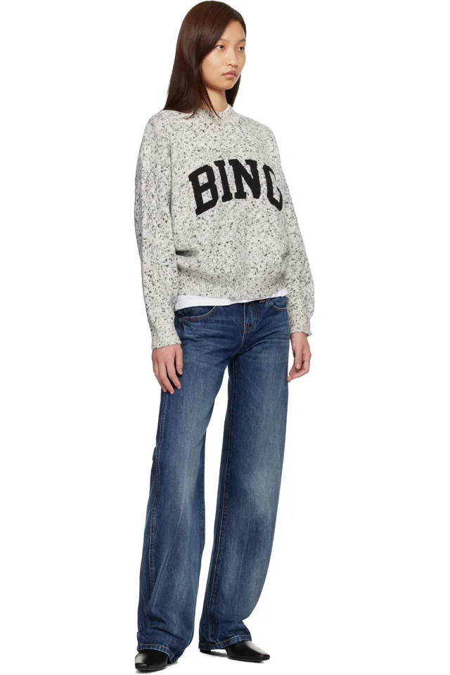 ANINE BING Gray Sydney Crew 'Bing' Sweater, photo 4 of 4 from SSENSE