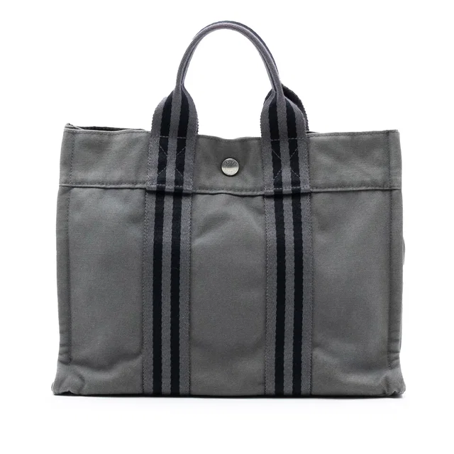 Gray Hermès Canvas Fourre Tout PM Tote Bag in Grey Canvas from Designer Revival