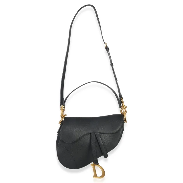 Dior Grained Leather Medium Saddle Bag in Black Caviar leather from Season 2 Consign, photo 10 of 11