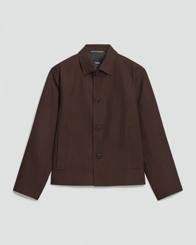 Theory Boxy Jacket in Twill Blend in ESPRESSO BEAN, photo 7 of 14 from Theory