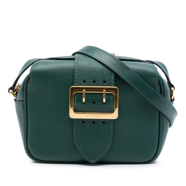 Green Burberry Small Soft Grained Calfskin Buckle Crossbody in Green Caviar leather from Designer Revival