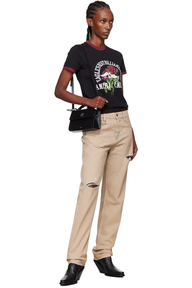 AMIRI Beige Straight Ripped Jeans, photo 4 of 4 from SSENSE