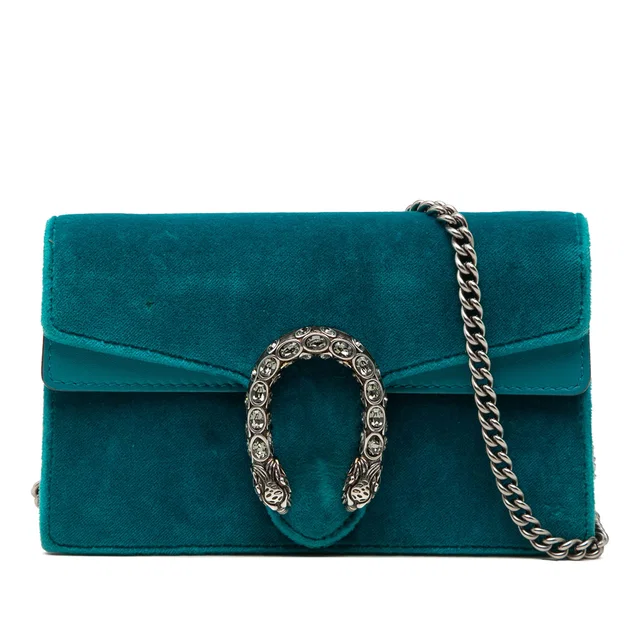 Blue Gucci Mini Velvet Dionysus Crossbody in Blue Velvet from Designer Revival