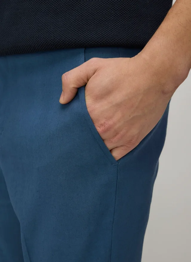 Kit and Ace En Route Slim Linen Pants in Dark Denim Comfort Linen, photo 3 of 4 from Kit and Ace