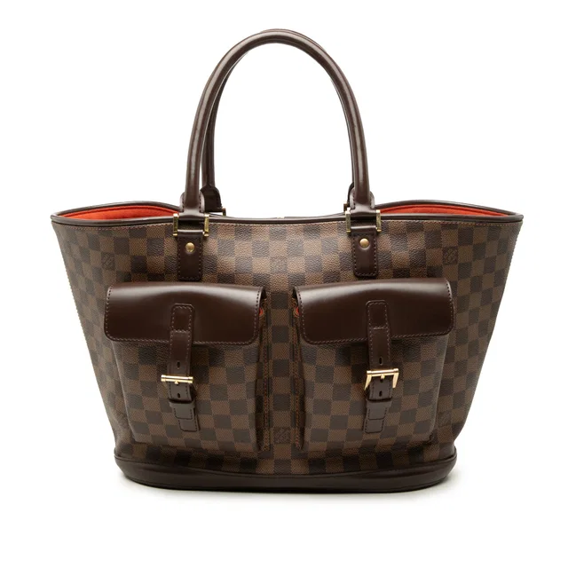 Brown Louis Vuitton Damier Ebene Manosque GM Tote Bag in Brown Canvas from Designer Revival