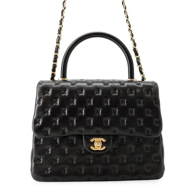 Chanel Cross-stitch 2-way Handbag BlackA98724 Lambskin in Lambskin from GALLERY RARE