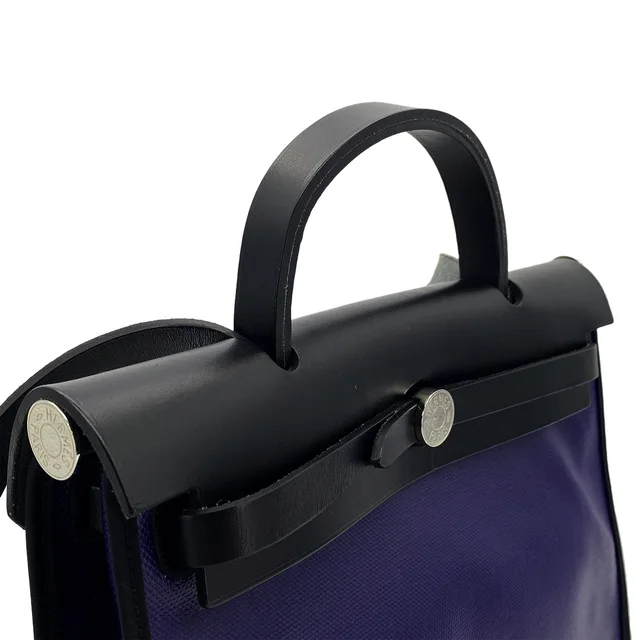 Hermès Her Bag Zip PM 31 Bleu Encre Black Toile H Berline Vache Hunter Hand Shoulder Bag C in Black from Luxury Promise, photo 2 of 2