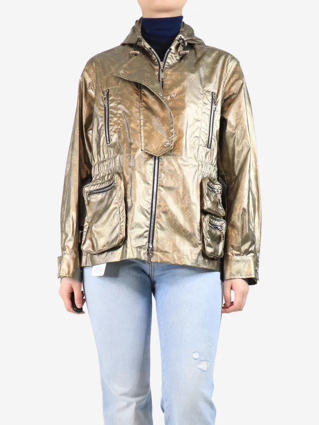 Louis Vuitton Gold Monogram shell jacket - size UK 12 in Gold from Sign of the Times